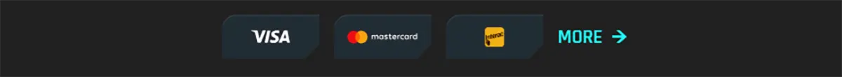 Online casino payment methods section displaying Visa, Mastercard and Paysafecard logos with a “More” option for additional payment methods.